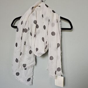 Loft Feminine NWT White Lightweight Long Polka Dot Scarf
